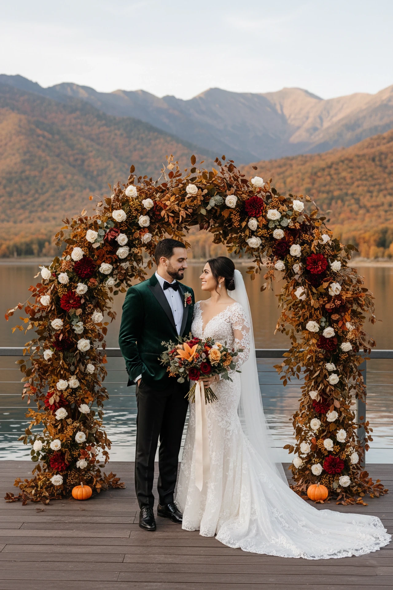 Свадьба осенью на озере в Грузии